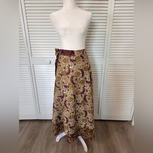 Bohemian Elegant Paisley Wrap Maxi Skirt 100% Silk Made in India